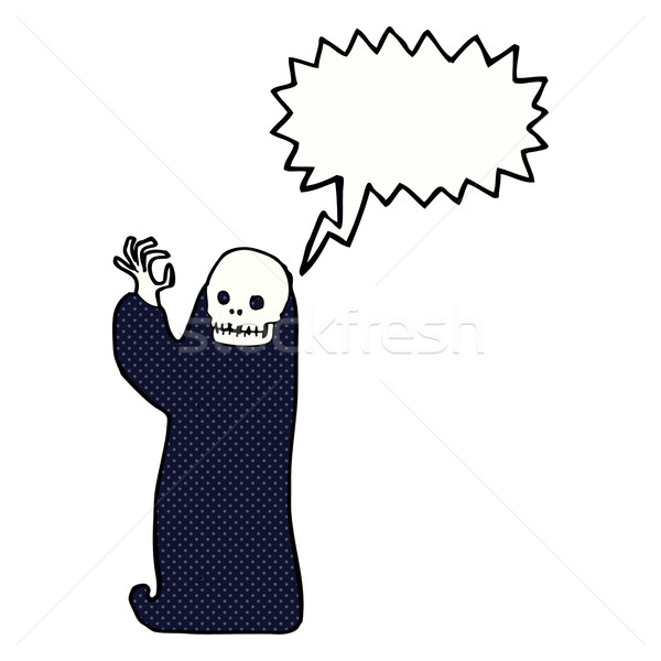 Stock photo: cartoon waving halloween ghoul with speech bubble