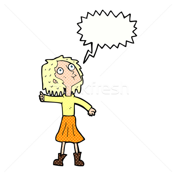 cartoon woman looking up to the sky with speech bubble Stock photo © lineartestpilot