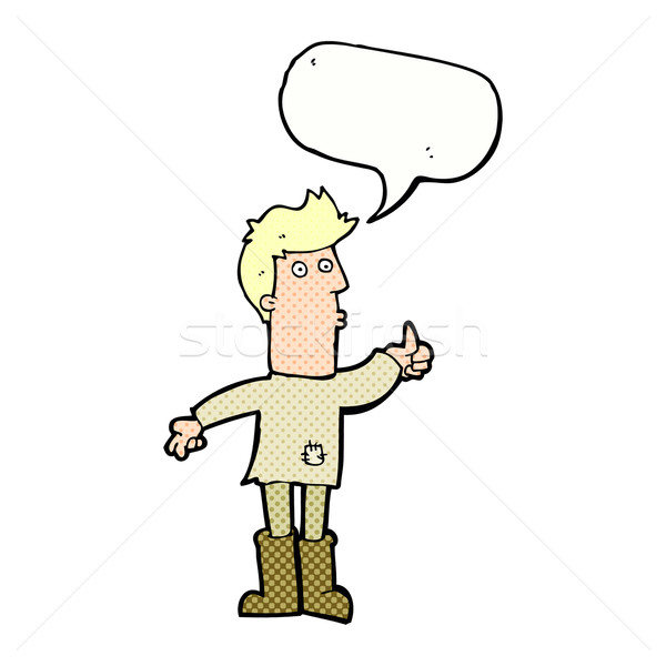 Desenho animado pobre homem balão de fala mão projeto Foto stock © lineartestpilot