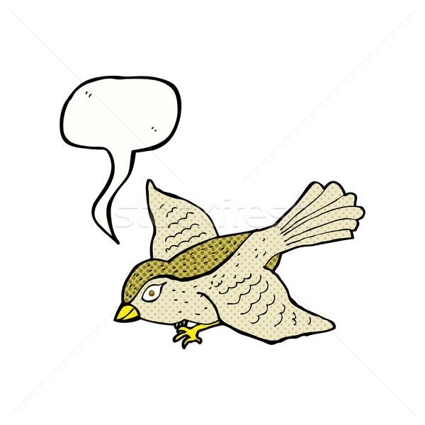 Cartoon Flying Bird With Speech Bubble Vector Illustration C Lineartestpilot 5347099 Stockfresh
