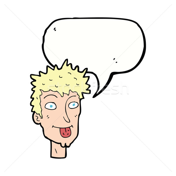 cartoon man sticking out tongue with speech bubble Stock photo © lineartestpilot