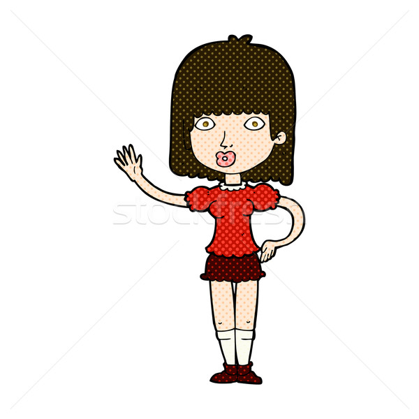 comic cartoon woman waving Stock photo © lineartestpilot