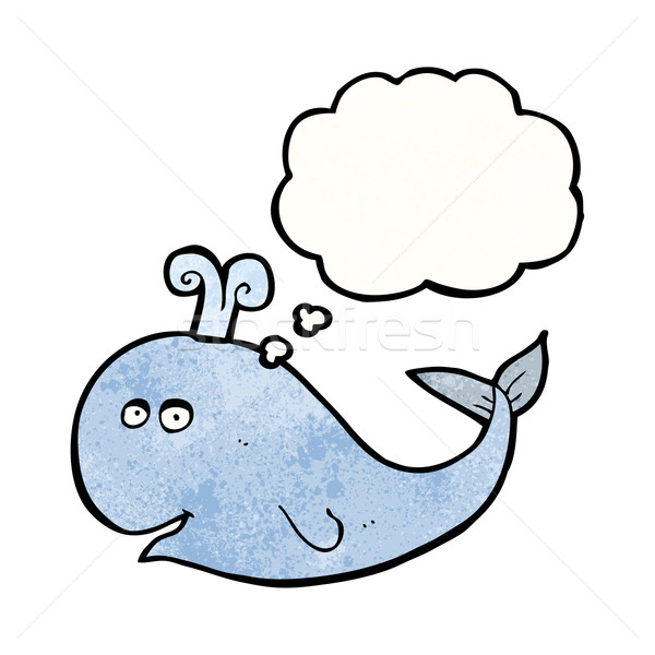 Cartoon walvis gedachte bel retro tekening idee Stockfoto © lineartestpilot