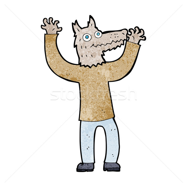 Desen animat lup om proiect artă retro Imagine de stoc © lineartestpilot