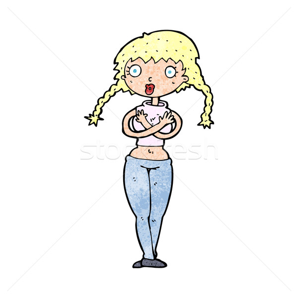cartoon offended woman covering herself Stock photo © lineartestpilot