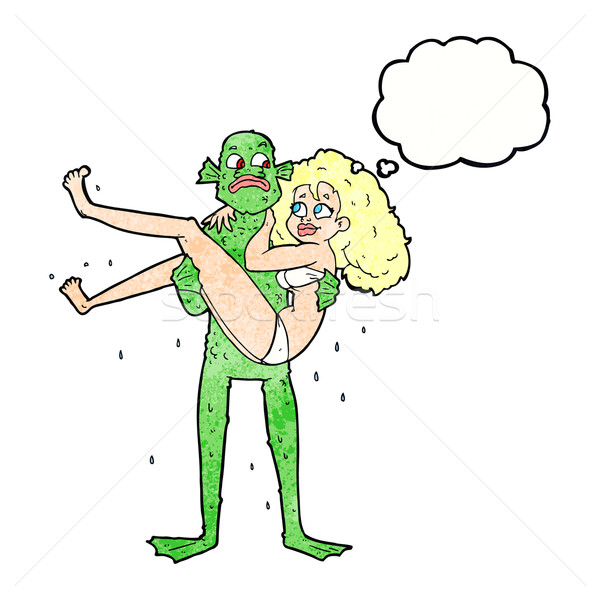 Cartoon женщину мысли пузырь болото монстр девушки Сток-фото © lineartestpilot