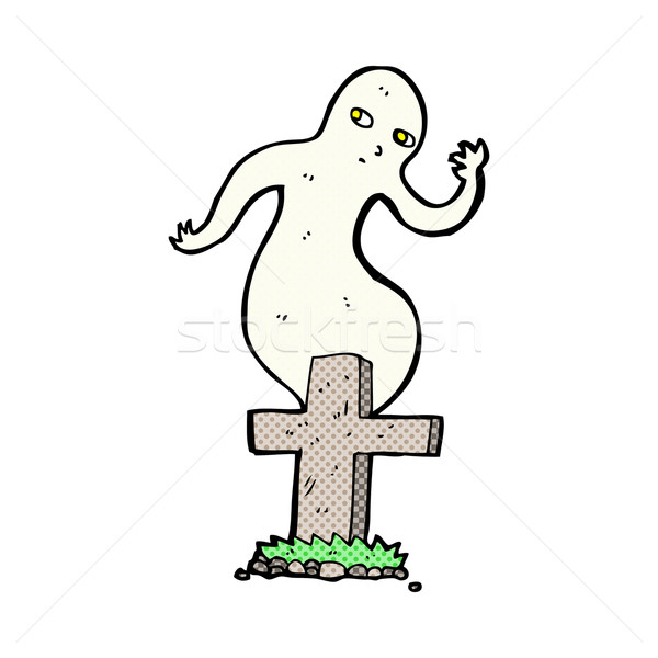 Stock photo: comic cartoon ghost rising from grave