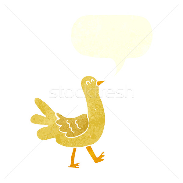 cartoon walking bird with speech bubble Stock photo © lineartestpilot