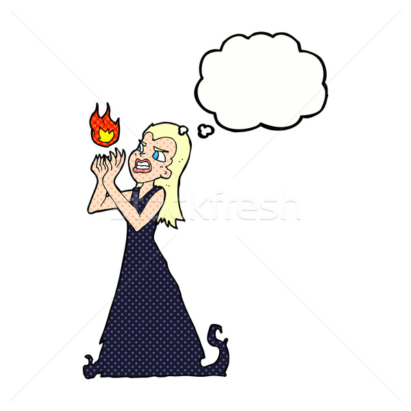 cartoon witch woman casting spell with thought bubble Stock photo © lineartestpilot