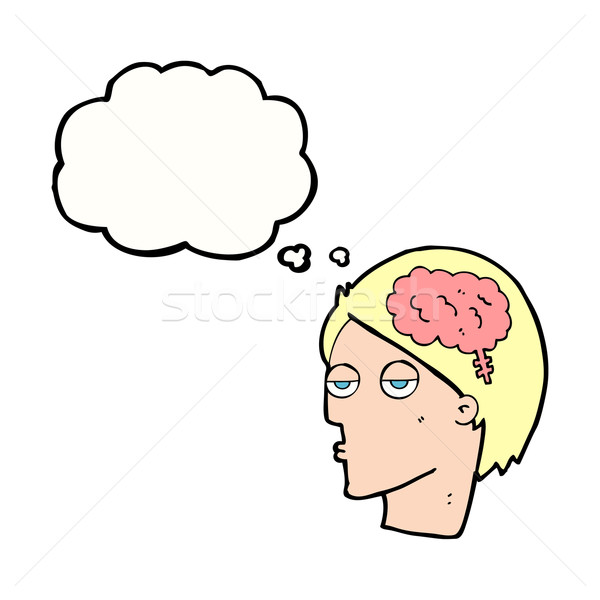 Karikatur Kopf Gehirn Symbol Gedankenblase Hand Stock foto © lineartestpilot