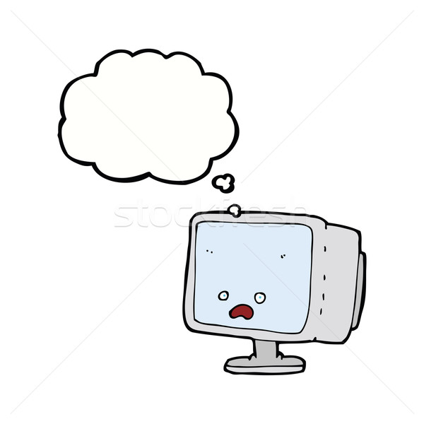Cartoon pantalla del ordenador burbuja de pensamiento ordenador mano diseno Foto stock © lineartestpilot