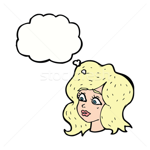 cartoon woman looking concerned with thought bubble Stock photo © lineartestpilot