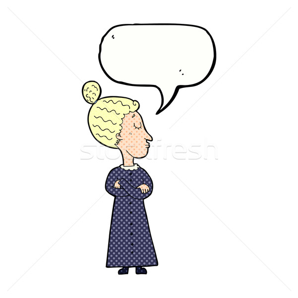 cartoon strict victorian teacher with speech bubble Stock photo © lineartestpilot