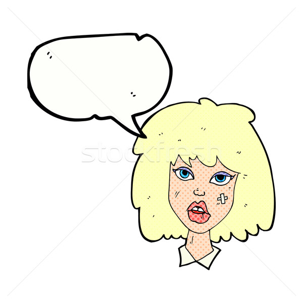 cartoon woman with bruised face with speech bubble Stock photo © lineartestpilot