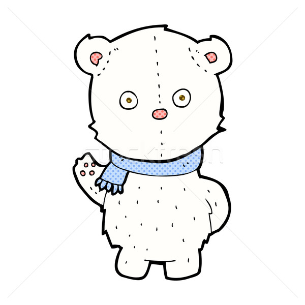 Foto stock: Cômico · desenho · animado · urso · polar · retro