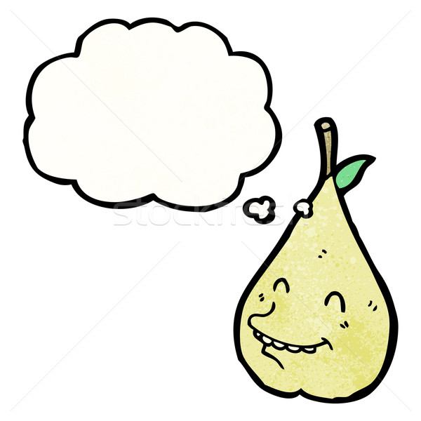 Desenho animado pereira balão de pensamento fruto retro desenho Foto stock © lineartestpilot