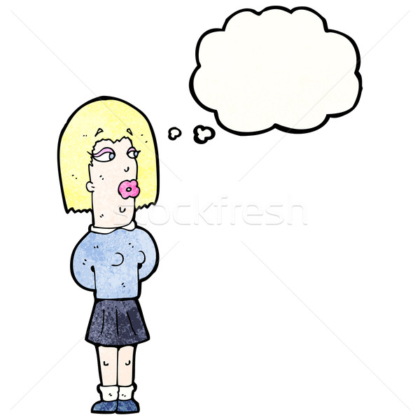 Cartoon уродливые женщину мысли пузырь ретро текстуры Сток-фото © lineartestpilot