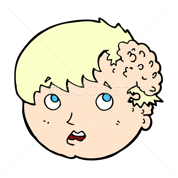 comic cartoon boy with ugly growth on head Stock photo © lineartestpilot