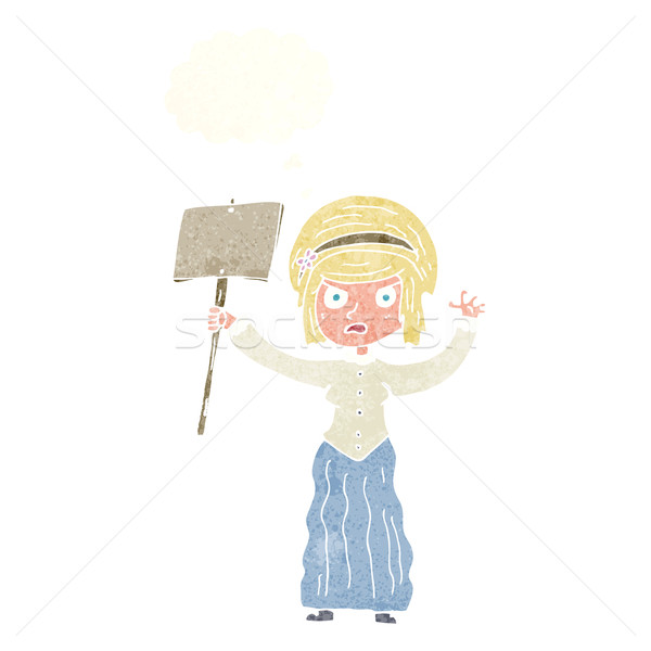 cartoon vicorian woman protesting with thought bubble Stock photo © lineartestpilot