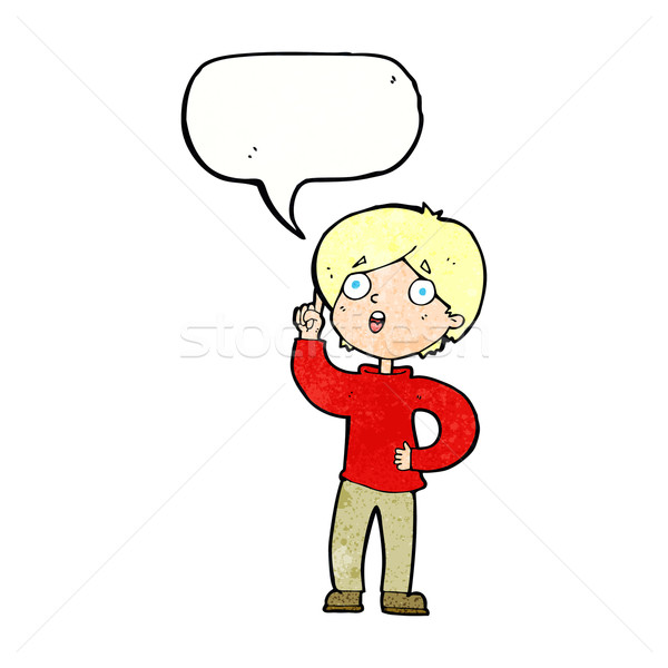 Cartoon мальчика Идея речи пузырь стороны человека Сток-фото © lineartestpilot