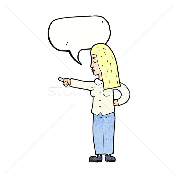 cartoon woman pointing with speech bubble Stock photo © lineartestpilot