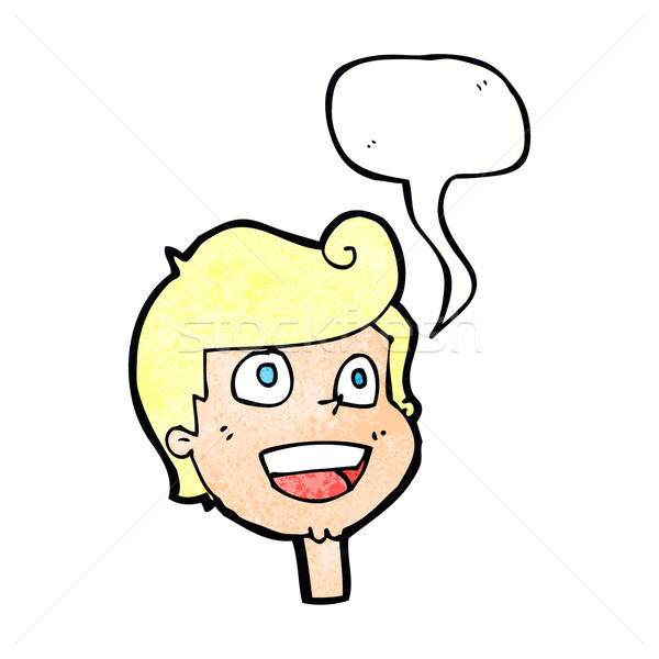 Stock photo: cartoon happy face with speech bubble