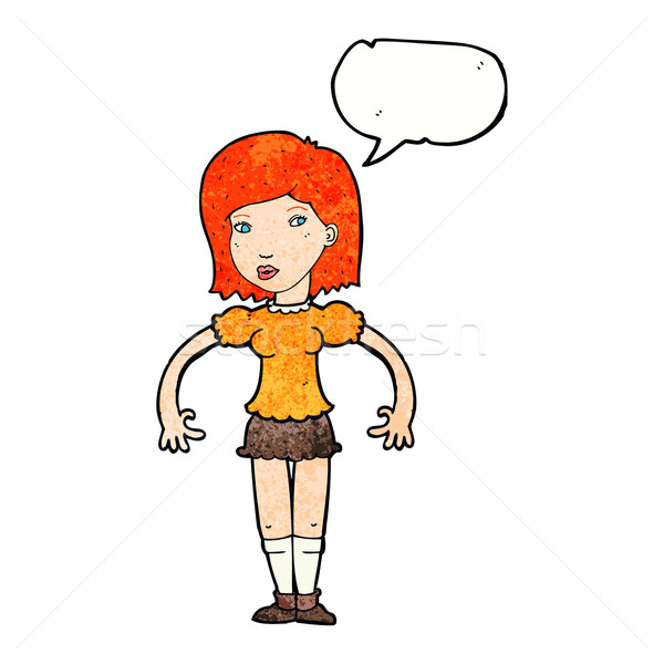 cartoon woman looking sideways with speech bubble Stock photo © lineartestpilot