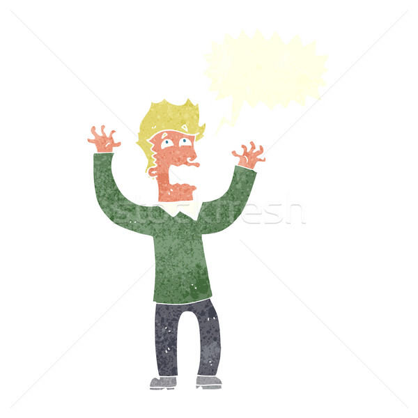 Cartoon przerażony człowiek dymka strony projektu Zdjęcia stock © lineartestpilot