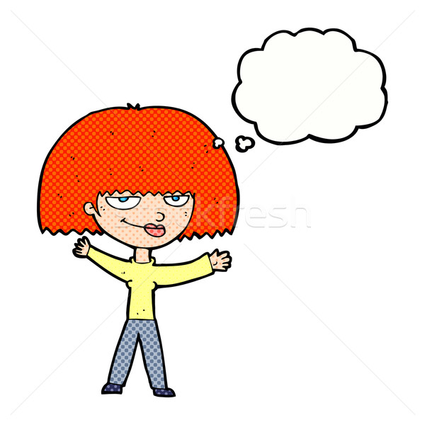 cartoon smug woman with thought bubble Stock photo © lineartestpilot