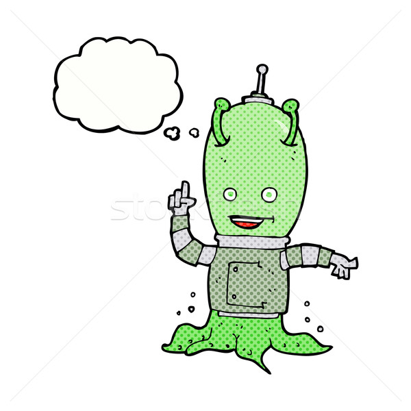 cartoon alien spaceman with thought bubble Stock photo © lineartestpilot