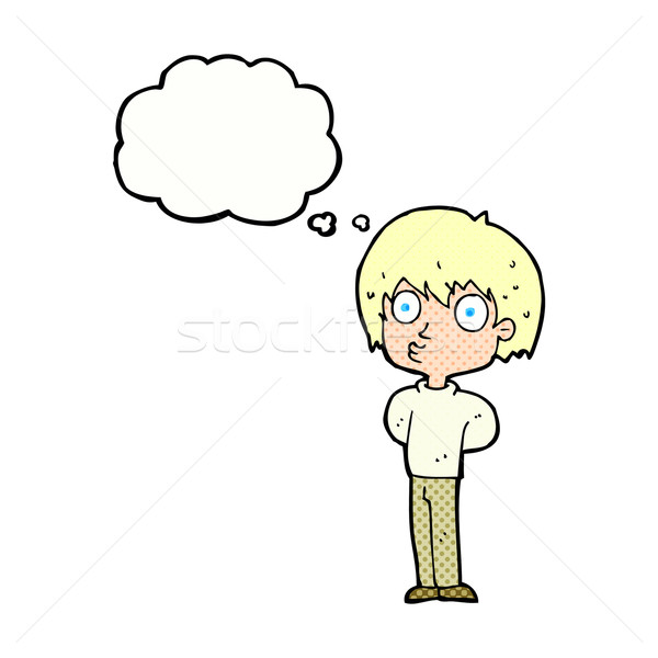 cartoon impressed boy with thought bubble Stock photo © lineartestpilot