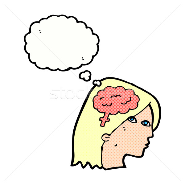 cartoon female head with brain symbol with thought bubble Stock photo © lineartestpilot