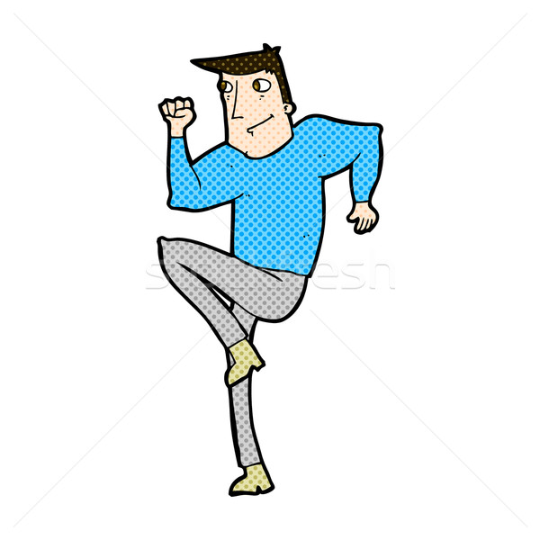 Komische cartoon man jogging plek retro Stockfoto © lineartestpilot