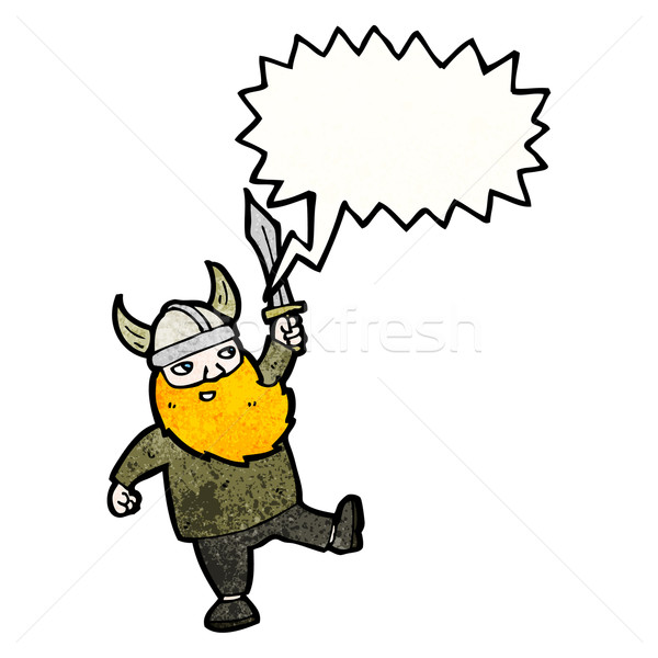 Cartoon viking parler rétro dessin médiévale [[stock_photo]] © lineartestpilot