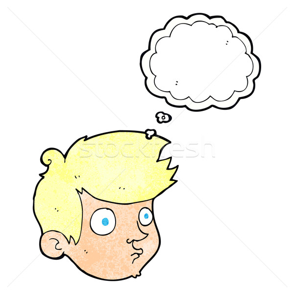 cartoon staring boy with thought bubble Stock photo © lineartestpilot