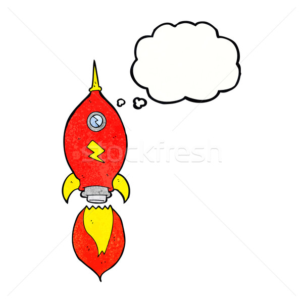 Stock photo: cartoon spaceship with thought bubble