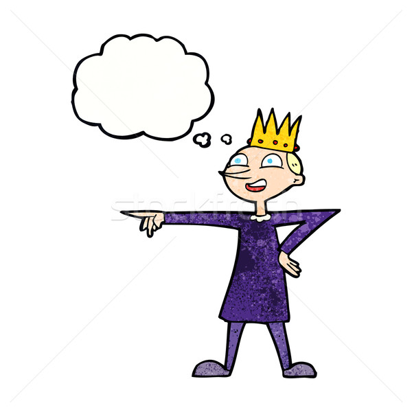 Cartoon wijzend prins gedachte bel hand gelukkig Stockfoto © lineartestpilot