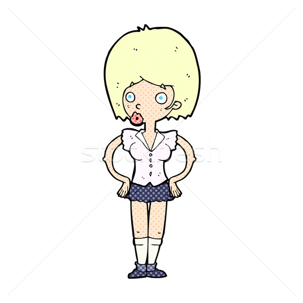 Dessinées cartoon femme mains hanches rétro [[stock_photo]] © lineartestpilot