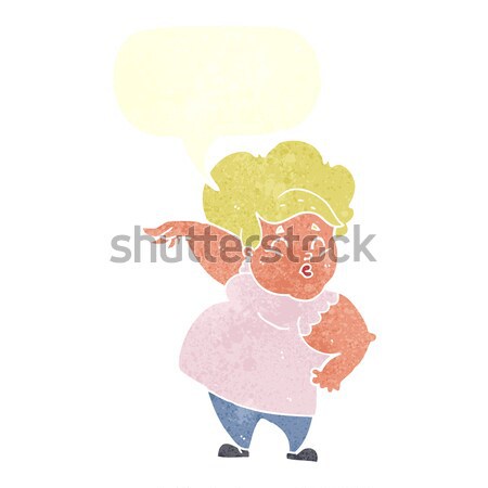 Cartoon feliz sobrepeso dama burbuja de pensamiento mano Foto stock © lineartestpilot