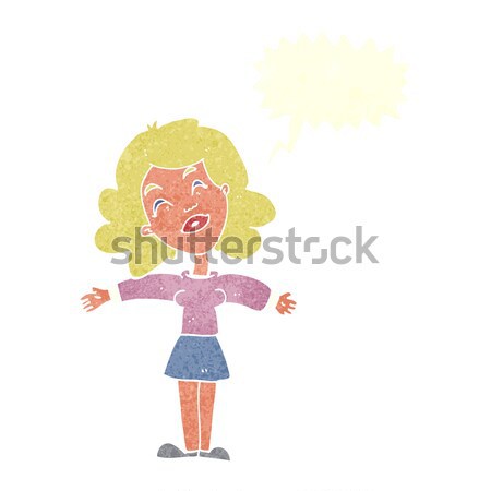 Rajz nő viccelődés gondolatbuborék kéz terv Stock fotó © lineartestpilot