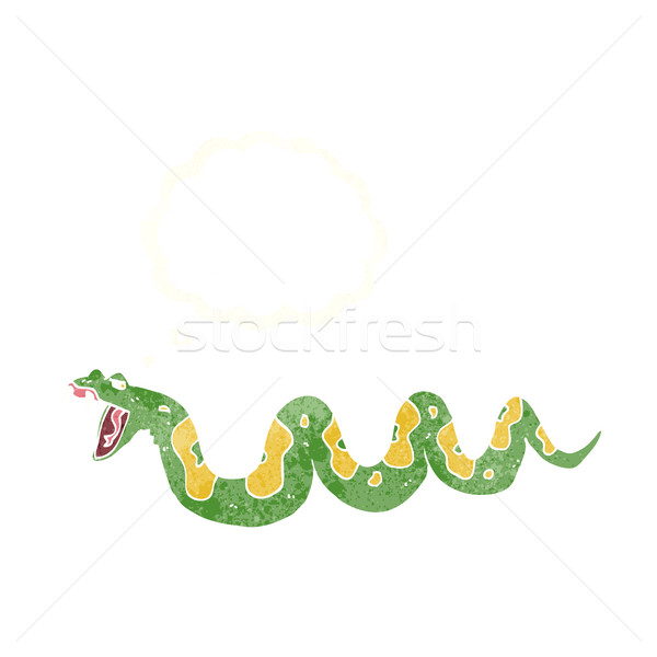 Desenho animado venenoso serpente balão de pensamento mão projeto Foto stock © lineartestpilot
