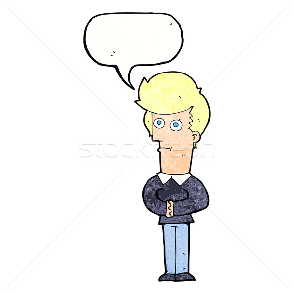 Cartoon man staren tekstballon hand ontwerp Stockfoto © lineartestpilot