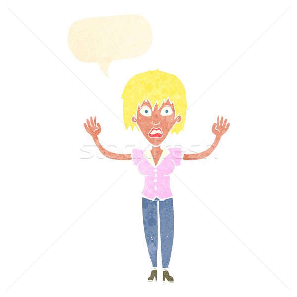 cartoon woman stressing out with speech bubble Stock photo © lineartestpilot