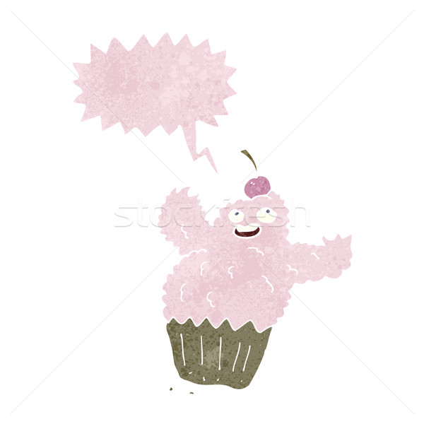 cartoon cupcake monster with speech bubble Stock photo © lineartestpilot