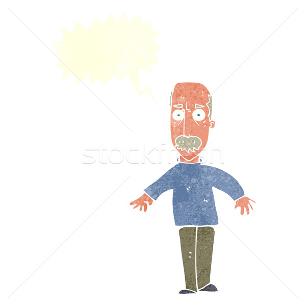 Karikatür rahatsız yaşlı adam konuşma balonu el adam Stok fotoğraf © lineartestpilot
