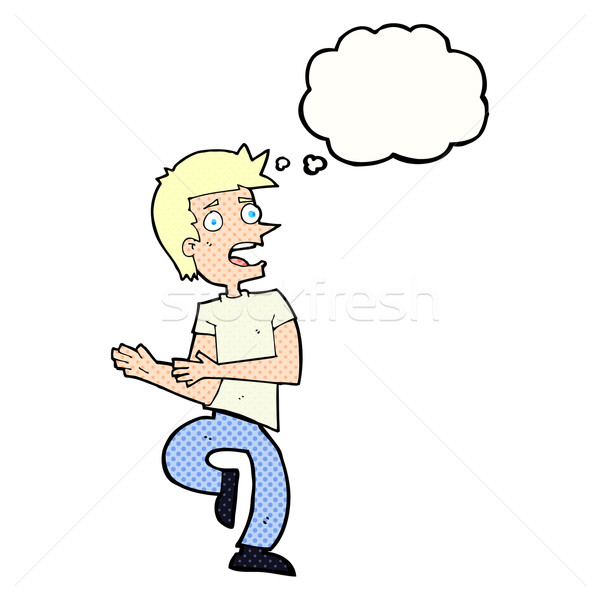 cartoon stressed out man with thought bubble Stock photo © lineartestpilot