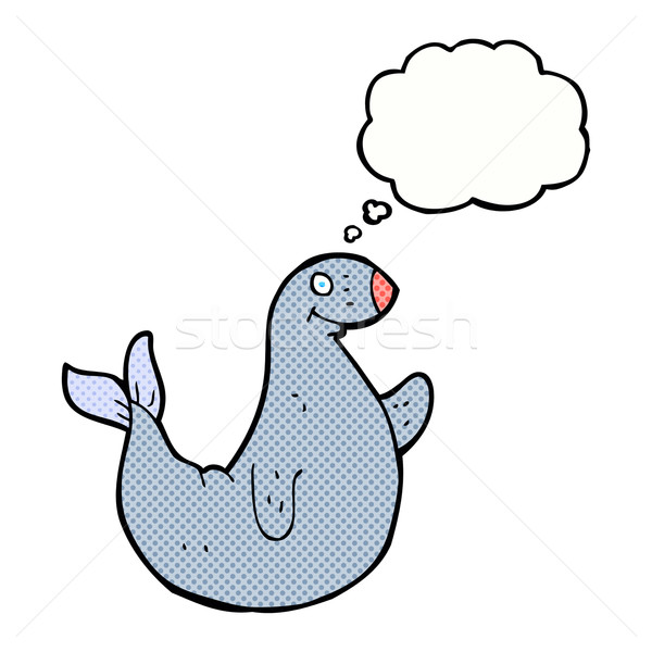 cartoon seal with thought bubble Stock photo © lineartestpilot