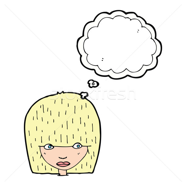 cartoon female face staring with thought bubble Stock photo © lineartestpilot