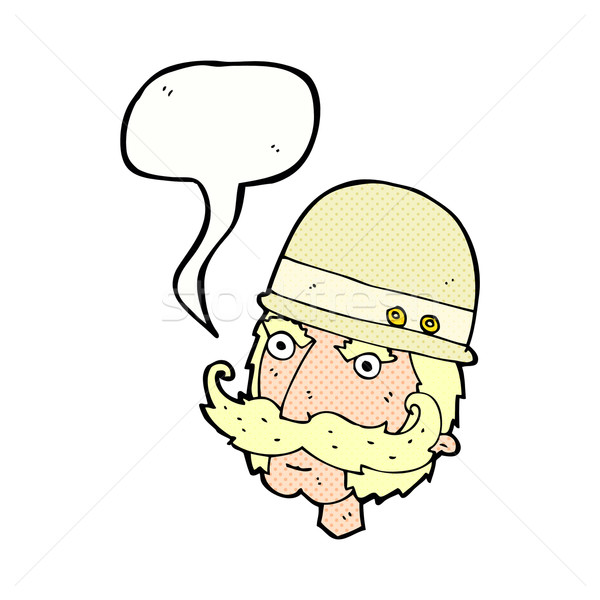 cartoon victorian big game hunter with speech bubble Stock photo © lineartestpilot