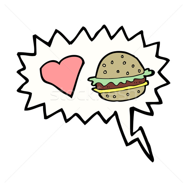 cartoon hamburger with speech bubble Stock photo © lineartestpilot